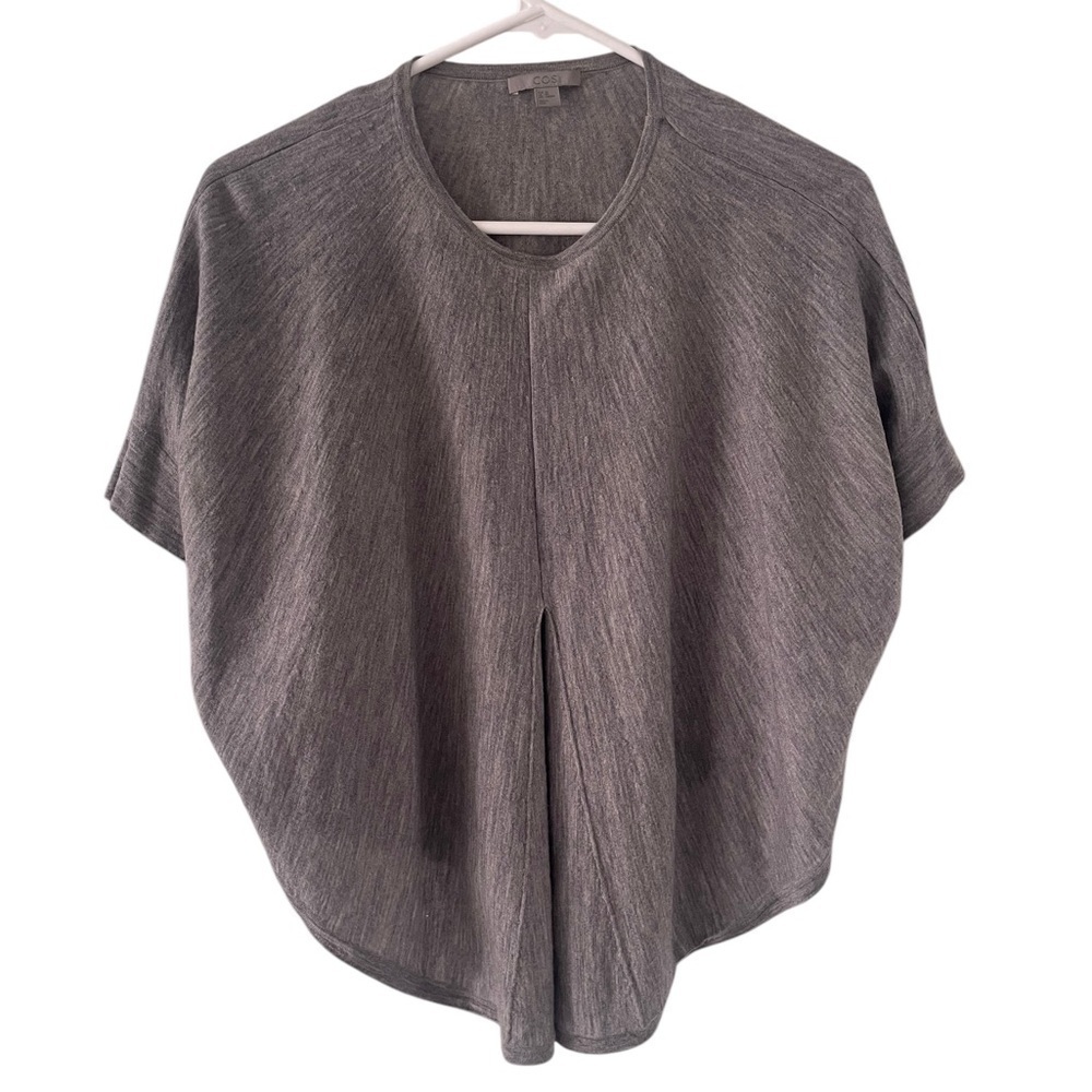COS Short Sleeve 100% Wool Grey Poncho Top XS